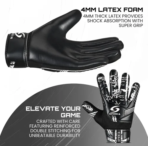 Vista 3 de SPORIA Guantes de portero para jóvenes con doble protección para la muñeca, guantes de fútbol para niños, material de látex antideslizante, guantes