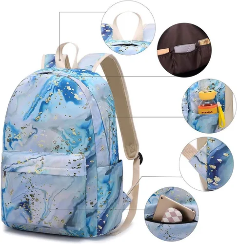 Vista 5 de BLUBOON - Mochila escolar para niñas y adolescentes con compartimento para laptop, lonchera y estuche para lápices