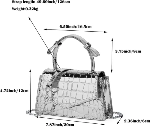 Vista 7 de Bolsos cruzados, bolso plateado, bolsos de noche Y2K, bolsa de mano para mujer, bolsos de mano para mujer, bolsos hobo, bolsos de hombro, carteras