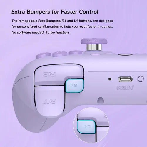 Vista 3 de 8Bitdo Ultimate 2C Wireless Controller (Hall Effect Joystick Update) for Windows PC and Android, with 1000Hz Polling Rate, Remappable L4/R4 Bumpers