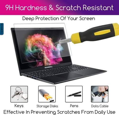Vista 6 de KEANBOLL Paquete de 2 Protectores de Pantalla de Vidrio Templado MacBook Pro 13 para MacBook Pro de 13 pulgadas (2016-2022 / M1, M2), MacBook Air