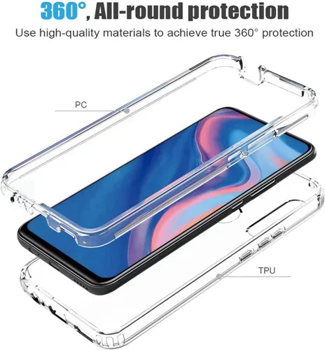 Vista 3 de Funda transparente compatible con Y9 Prime 2019/Honor 9X/P Smart Z STK-LX1 con protector de pantalla de vidrio templado, bonita funda protectora