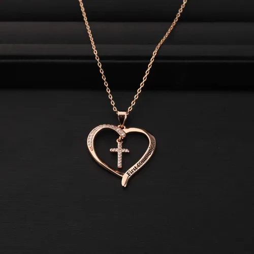 Vista 4 de ENSIANTH Regalo de primera comunión para niñas, regalo de cruz cristiana, joyería de bautismo