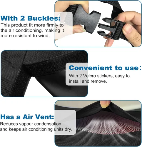 Vista 4 de AKEfit Cubierta de Aire Acondicionado para Exterior, Impermeable de Servicio Pesado, Defensor de AC con Tela Oxford Duradera, Protector de AC Negro