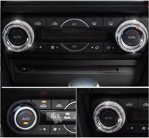 Vista 5 de CONGCONG Para Mazda Accessories AC Button Bling Crystal Accesorio Cubierta de perilla interior compatible con Mazda 3/Mazda 6/CX-5/CX-9