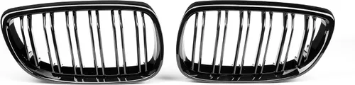 Vista 3 de Qitian Parrilla de riñón de repuesto frontal negro brillante ABS para BMW Serie 3 E92 y E93, 2006-2009
