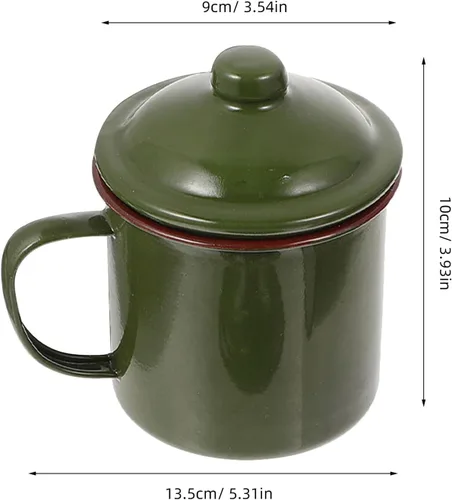 Vista 2 de jojofuny 2 tazas esmaltadas con tapa, versátiles tazas de café y jugo para acampar al aire libre, senderismo y uso doméstico, ocasiones ligeras