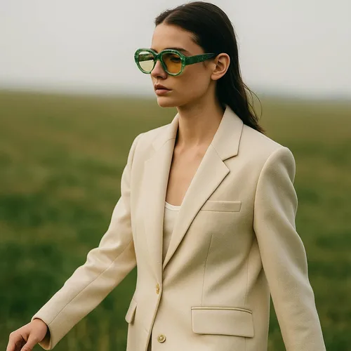Vista 5 de Gafas de Sol Retro Cuadradas para Mujeres, Estilo Gradiente de Moda, UV400, Tendencia, Gafas de Sol Piloto para Hombres Verde Amarillo