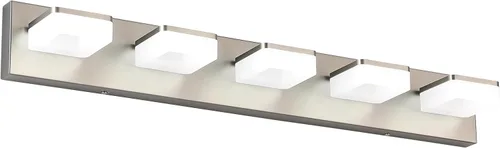 Vista 10 de Luces de Tocador de Níquel Cepillado para Baño - Lámpara de Tocador de 3 Luces - Apliques de Pared LED Regulables - Luz Diurna 5500K - Elegantes