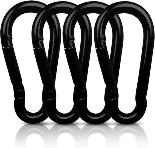 Vista 12 de AUTMATCH Carabiner Clips 3" - Heavy Duty Spring Snap Hook Clips Negro (estilo platy)