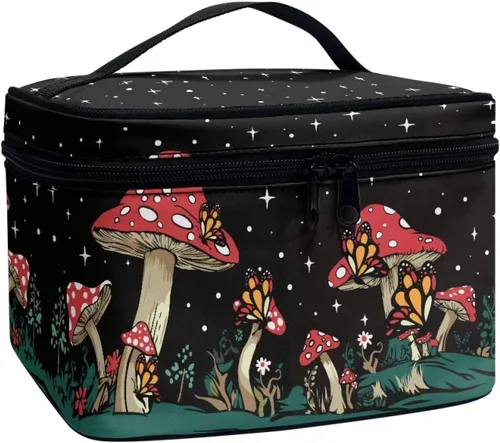 Vista 44 de doginthehole Bolsa de maquillaje, bolsa de cosméticos de viaje, bolsa de aseo portátil grande, organizador de accesorios para mujeres y niñas
