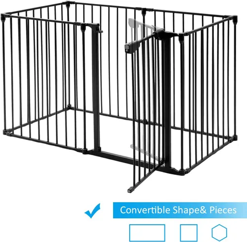 Vista 6 de Costzon Puerta de seguridad para bebés, valla de chimenea de 6 paneles, puerta plegable para bebé extra ancha para fácil con paneles