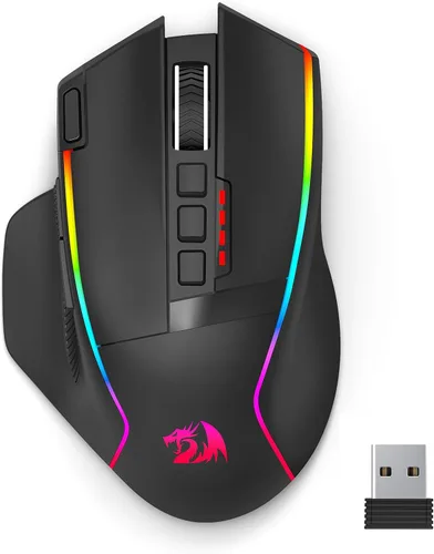 Vista 10 de Redragon Ratón Inalámbrico para Juegos, Ratón Ergonómico para Juegos de Modo Tri-2.4G/USB-C/Bluetooth, 8000 DPI, Ratón Programable Inalámbrico