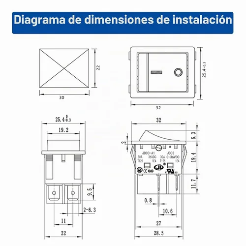 Vista 5 de lcocove JD 2 unids 30A Interruptor de alimentación 12V/24V/36V KCD4 DC Interruptor basculante de barco Interruptor de encendido/apagado 4Pins Luz