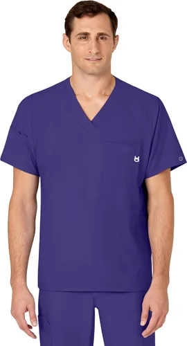 Vista 11 de WonderWink W123 6355 - Camiseta de manga corta para hombre Camiseta médica con cuello en V de 4 bolsillos, hecha para funcionar, ajustar, tela Negro