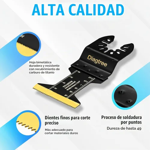 Vista 5 de Hojas de sierra oscilantes de titanio, Diagtree 20 piezas de hojas de multiherramienta oscilante de titanio para metal, madera y plástico
