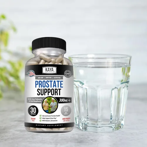 Vista 6 de Kaya Naturals Soporte de próstata Saw Palmetto, potente bloqueador de DHT para el crecimiento del cabello, promueve el sueño, reduce la micción