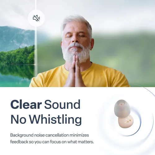Vista 5 de Audien Hearing ATOM PRO 2 Audífonos OTC inalámbricos recargables, diseño de confort premium y casi invisibles Inalámbrico, recargable, OTC