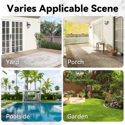 Vista 6 de Juego de 2 otomanas para patio, 22 x 22 x 18 pulgadas, reposapiés de mimbre para exteriores con cojín, beige, para jardín, patio trasero, cubierta