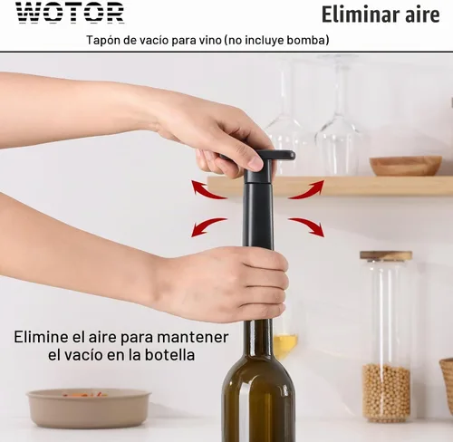 Vista 5 de WOTOR Tapones de vino al vacío, protector y conservador de vino de silicona Negro