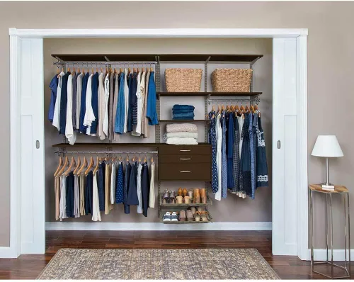 Vista 8 de Organized Living freedomRail - Kit organizador de armario ajustable, 48 a 52 pulgadas, pera chocolate