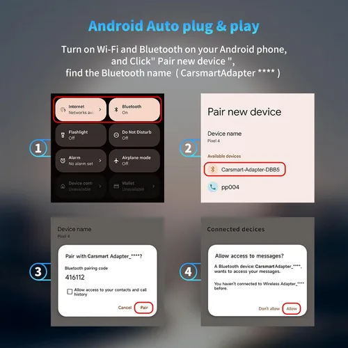 Vista 7 de Adaptador Carplay inalámbrico 2 en 1, convertidor con cable a adaptador inalámbrico para Apple iPhone y Android Auto, conexión automática Plug &