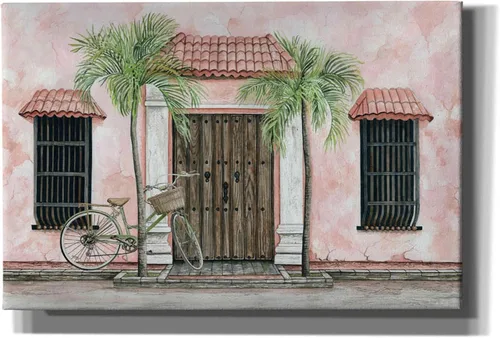 Vista 9 de Epic Graffiti Arte de pared en lienzo Giclée con texto en inglés "Palms And Bike" de Cindy Jacobs, 18 x 12 pulgadas