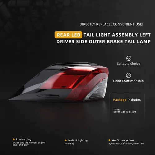 Vista 3 de Conjunto de luz trasera LED, luz de freno trasera exterior del lado del conductor izquierdo, para Toyota RAV4 2019 2020 2021, Reemplazo #