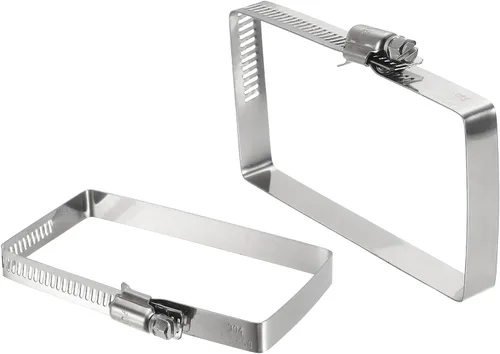 Vista 35 de uxcell 2 abrazaderas de manguera rectangulares de acero inoxidable 304, ajustables de 2 x 2 pulgadas, abrazaderas de tubo de conducto de engranaje