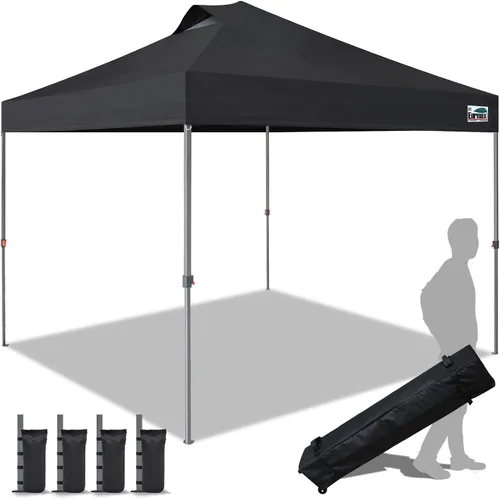 Vista 5 de Eurmax Tienda de campaña desplegable de Estados Unidos de 10 x 10, tienda de campaña para eventos de grado comercial con bolsa rodante patentada sin