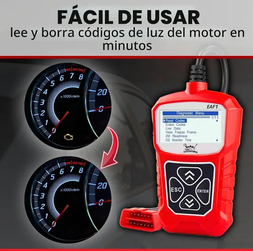 Vista 2 de EAF1 OBD2 Escáner de coche – Herramienta de diagnóstico automotriz profesional lector de código para luz del motor OBDII escáner para coche de datos