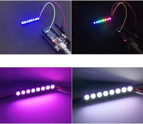 Vista 6 de 8 bits WS2812 RGB LED Stick 8 X WS2812B 5050 módulo LED RGB a todo color Controladores integrados para Arduino Raspberry Pi ESP32 Centro Comercial