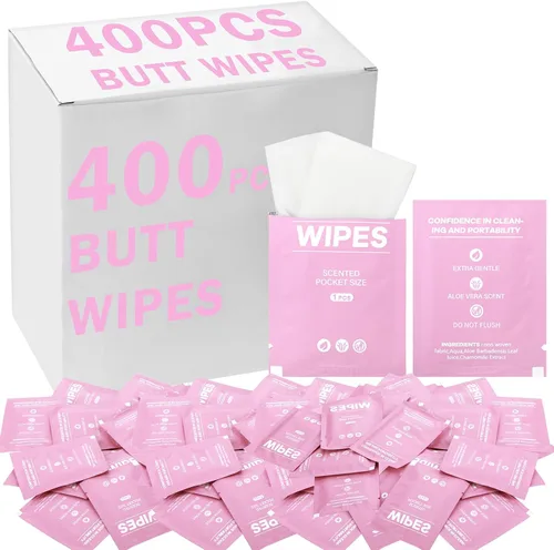 Vista 9 de 400 piezas de toallitas húmedas para el trasero para mujeres, toallitas envueltas individualmente para mujeres, hombres, viajes, limpieza de manos
