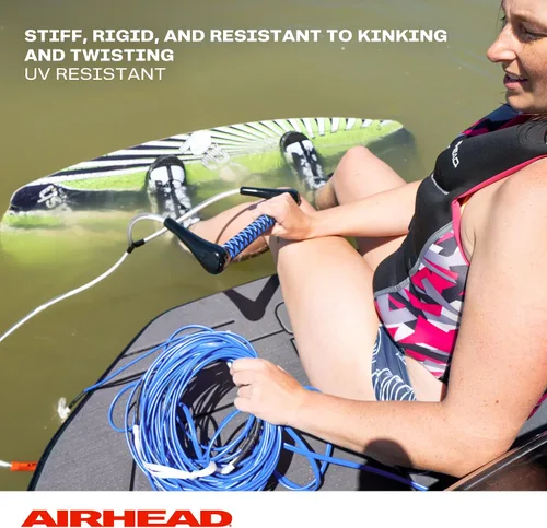 Vista 5 de Airhead Dyneema Wakeboard Rope and Handle, No Stretch Tow Rope with EVA Grip, Multi Section Water Ski Wakeboarding Line for Boat Towables, 1,700 lb