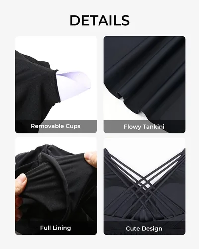 Vista 5 de Aqua Eve - Trajes de baño de talla grande con pantalones cortos, tankini de dos piezas para mujer, trajes de baño fluidos, trajes de baño atléticos