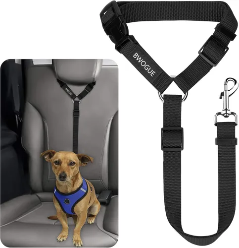 Vista 20 de BWOGUE Arnés de cinturón de seguridad para mascotas, cinturón de seguridad ajustable para reposacabezas de coche, arnés de cinturón de seguridad