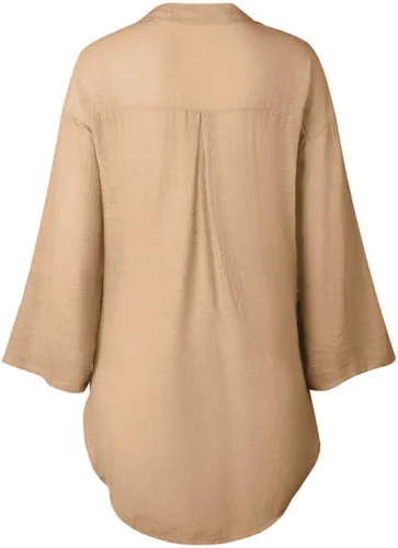 Vista 52 de Camisas de manga larga con botones para mujer, asimétricas, casuales, con cordones, túnica de gran