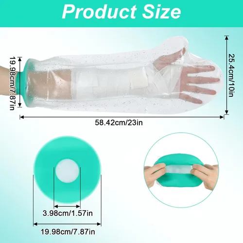 Vista 2 de Manga de ducha de brazo, manga impermeable para ducha, protector de ducha para brazo, protección impermeable para muñeca, codo, dedo, mano