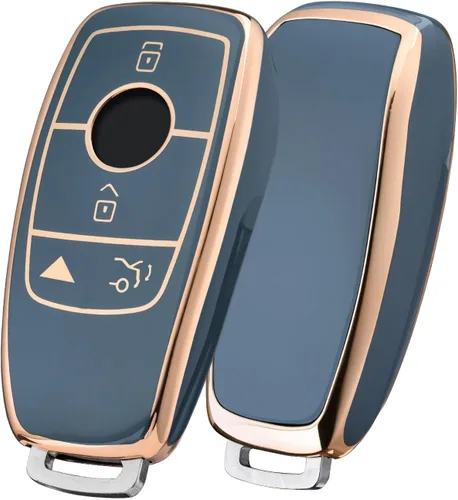 Vista 15 de ELOHEI Funda para llavero de protección de 360° de TPU suave premium para Mercedes Benz E Línea azul y negra