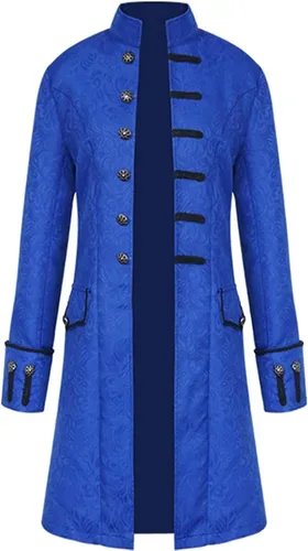 Vista 2 de WISHU Abrigo vintage steampunk para niños, disfraz de Halloween, pirata medieval, gótico, renacentista, chaqueta victoriana para niños
