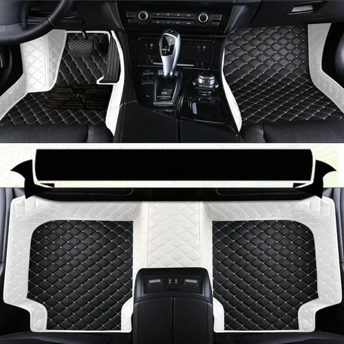 Vista 27 de Alfombrillas de cuero personalizadas para la parte delantera y trasera y de la tercera fila para automóvil, se adapta a la mayoría de SUV, sedán