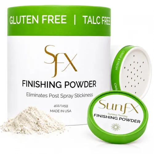 Vista 10 de SunFX Polvo fijador – Velo de acabado de bronceado post aerosol, polvo de bronceado sin sol, brillo translúcido, brillo corporal sin talcless