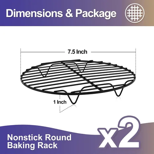 Vista 2 de P&P CHEF Rejilla Redonda de Cocina de 7½ Pulgadas, Rejilla Redonda de Acero Inoxidable para Cocinar Enfriar Vaporizar Hornear, Compatible