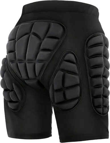 Vista 8 de TOMSHOO 3D Hip Protective Padded Shorts Butt Pads Impact Shorts Tailbone Protection Crash Pants for Skiing Skating Skateboard Black