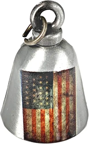 Vista 6 de Kustom Cycle Parts Campana de protección de motociclista rústica con bandera estadounidense "Evil Spirits". Nuestras campanas personalizadas son