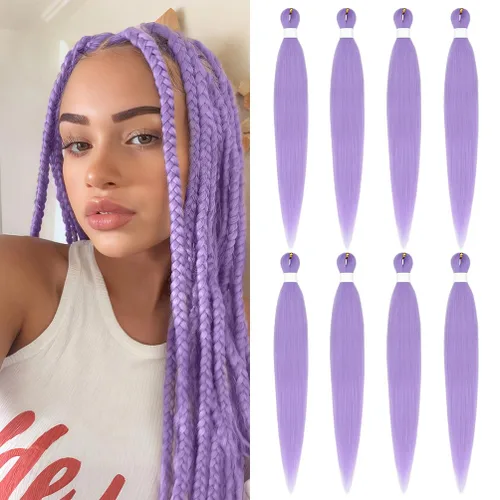 Vista 37 de 8 paquetes de extensiones preestiradas - 16 pulgadas de cabello trenzado premium, 55G/paquete, sin picazón, fijación en agua caliente, textura Perm