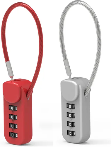 Vista 9 de Cerradura de combinación de 4 dígitos, cerradura de cable combinada con código, combinación de candado pequeño para equipaje, maleta, casillero