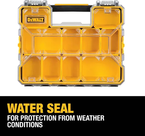 Vista 3 de DEWALT Organizador de piezas pequeñas, caja de almacenamiento de hardware con separadores extraíbles, 10 compartimentos (DWST14825) (Paquete de 3)