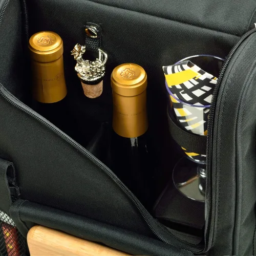 Vista 5 de Picnic at Ascot - Bolsa refrigeradora para vino y queso, color azul marino y blanco, Paris