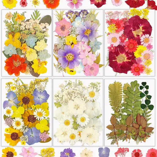 Vista 12 de Flores secas, 58 flores prensadas Resiners para manualidades Berry Red 58pcs